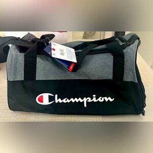 New Champion Gray Duffle Bag with Blue Interior with Tags